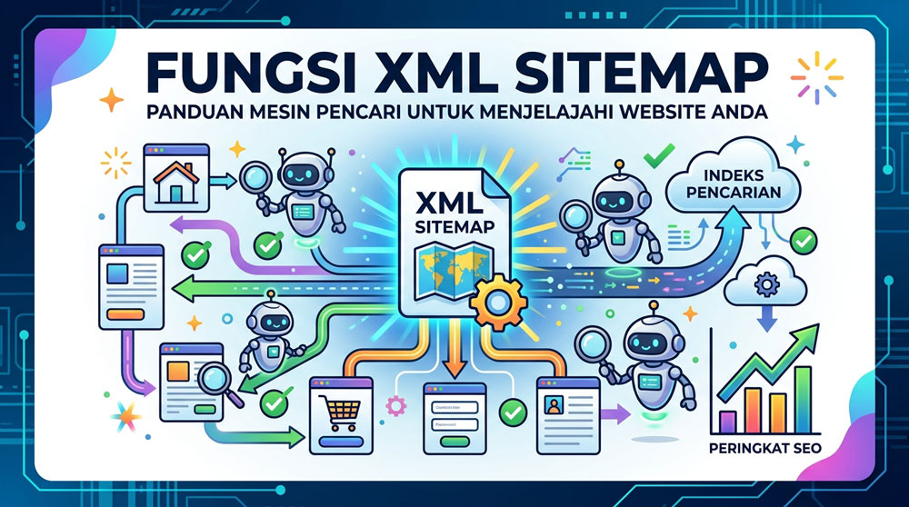 Ilustrasi XML sitemap untuk membantu mesin pencari menjelajahi URL penting website