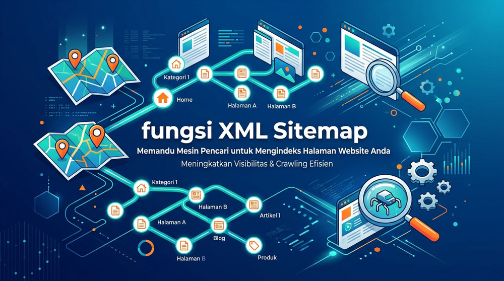 Ilustrasi fungsi XML sitemap dalam membantu crawling dan discovery halaman website
