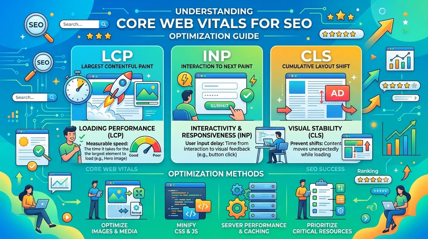 Ilustrasi cara optimasi Core Web Vitals dan performa website
